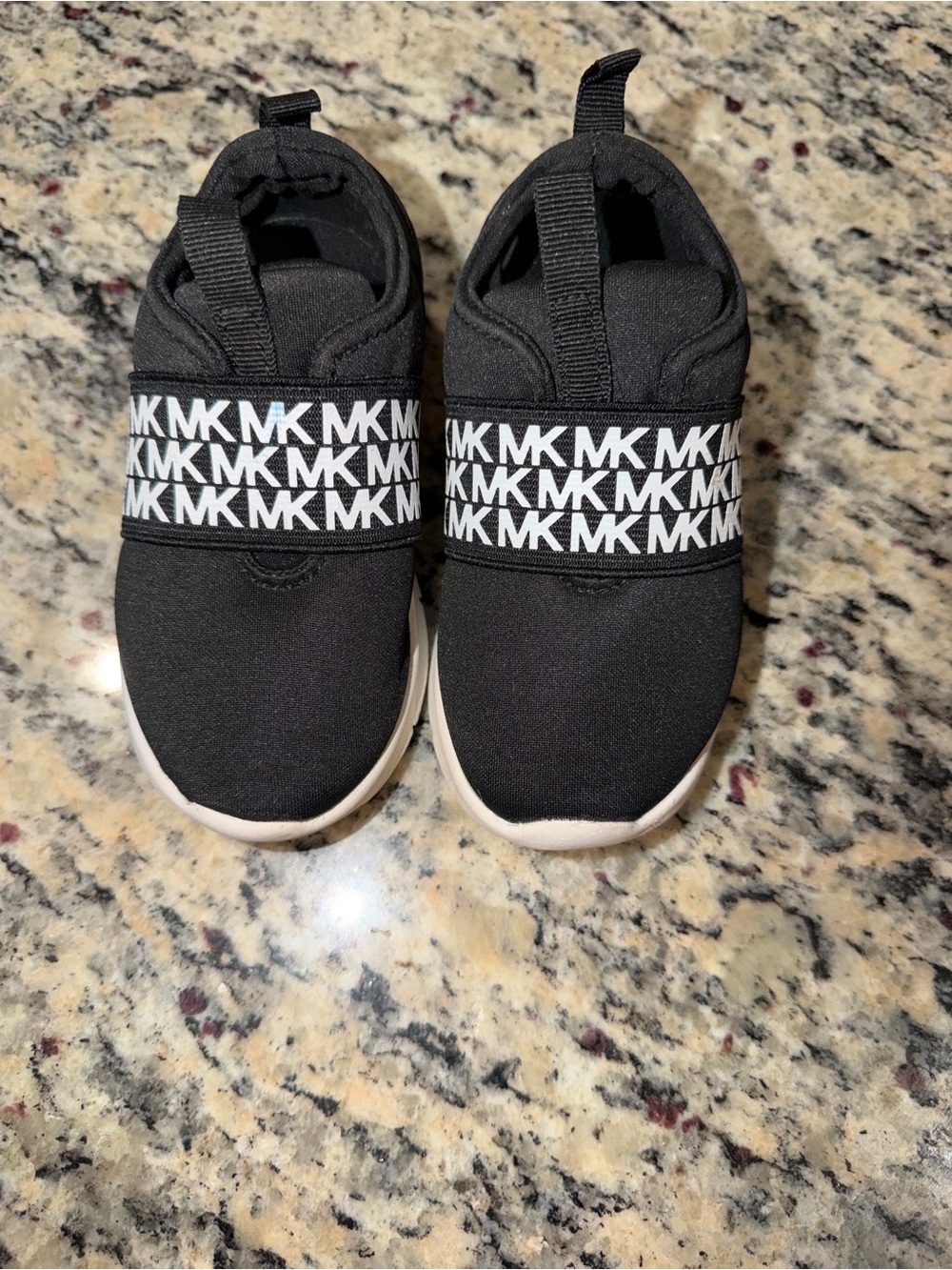 Michael Kors Kids Black Sneakers with White MK Logo Band